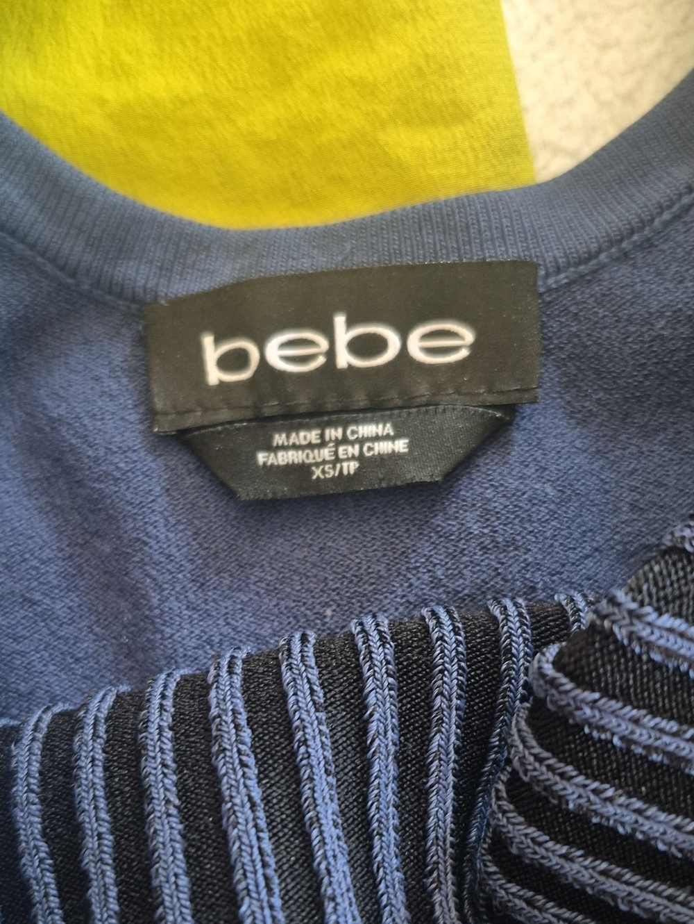 bebe Navy Ribbed-Accent Crewneck Sweater